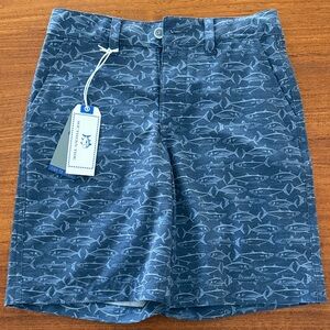 Southern Tide Navy Fish-Print Shorts
